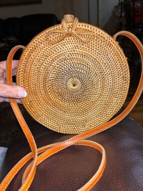 EUC Cleobella Straw Rattan and Leather  Round Crossbody
